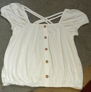 White Off The Shoulder Cross Back Shirt